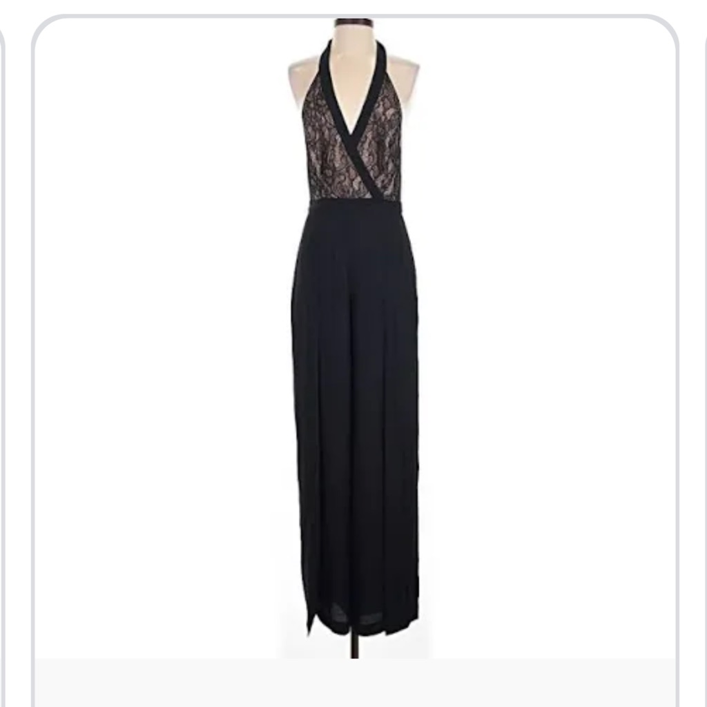 Bcbg Black And Tan Lace Jumpsuit